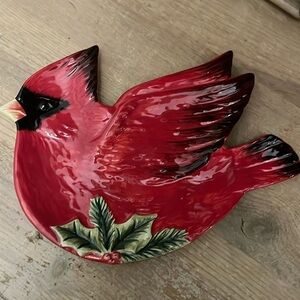 Susan Winget “Winter Song” Cardinal Christmas Dish Certified International Candy